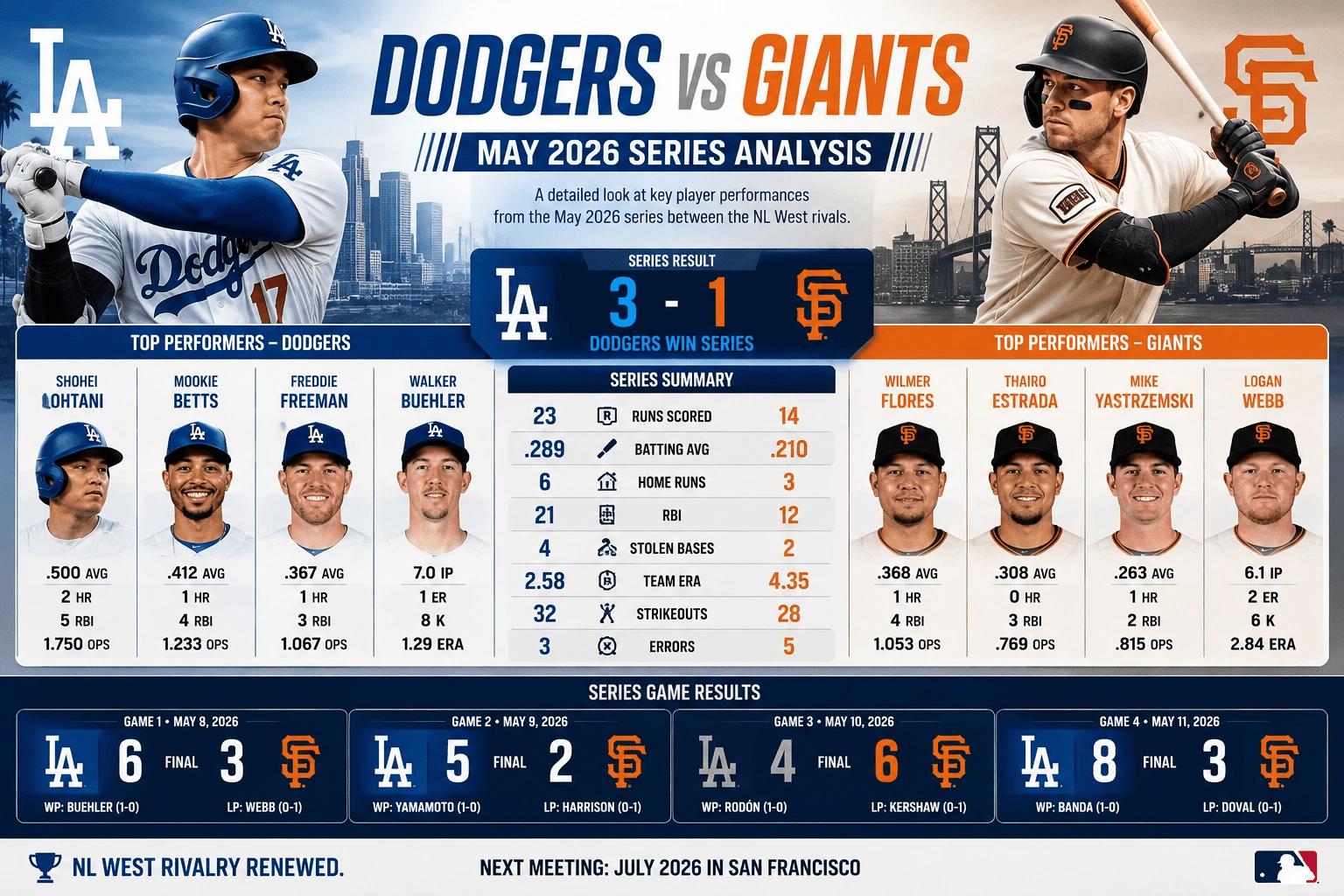 Dodgers vs Giants Player Stats