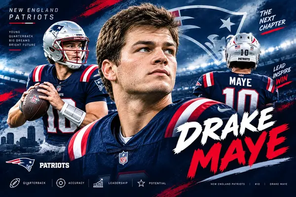 Drake Maye playing quarterback for the New England Patriots