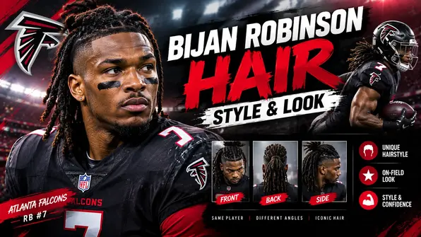 Bijan Robinson hair and hairstyle featuring the Atlanta Falcons running back